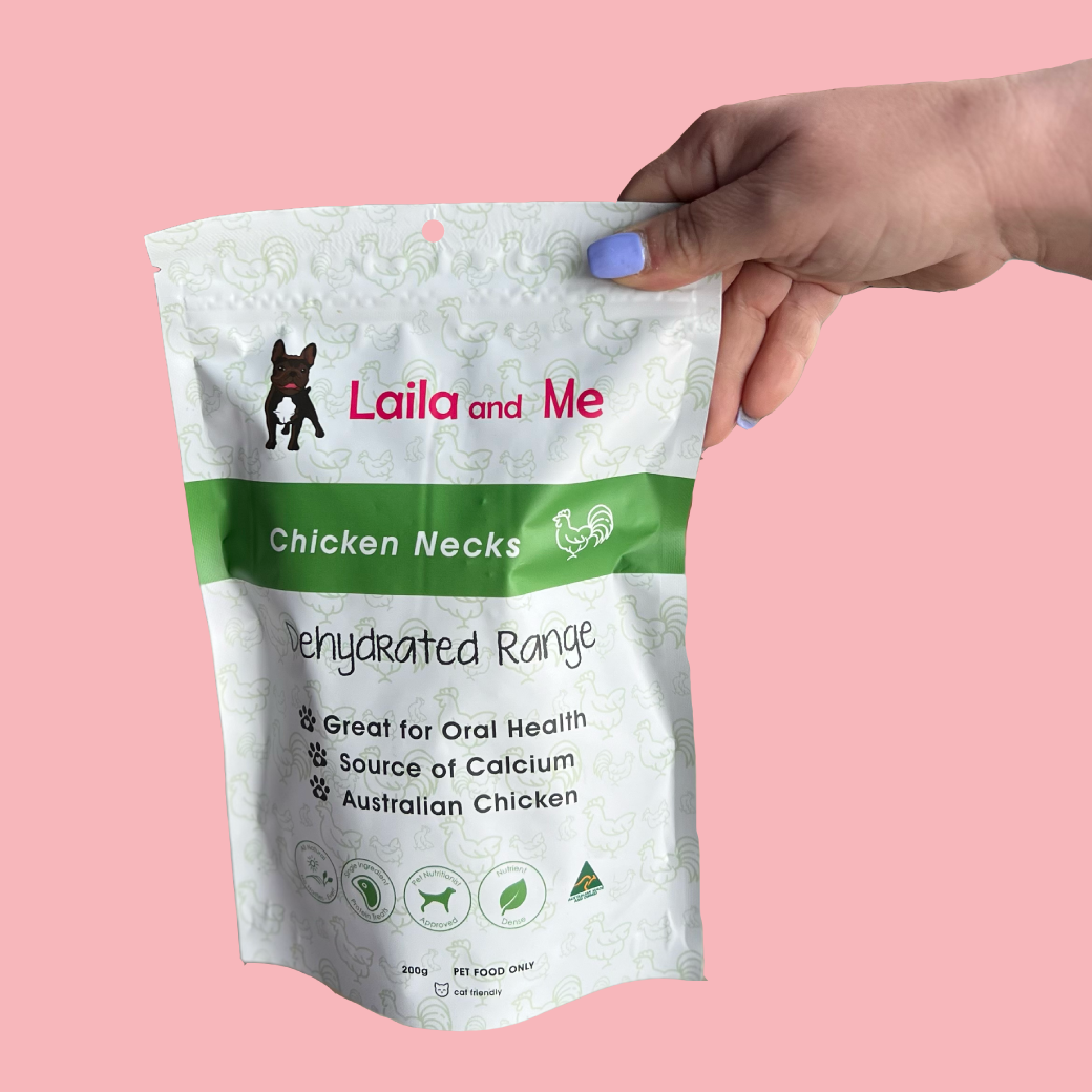 Pet Treats Dehydrated Chicken Necks by Laila and Me. Healthy Single Ingredient Dog Treats